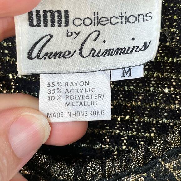 Umi Collections By Anne Crimmins Women's Vintage Gold Metallic Blouse Size M - Picture 7 of 9